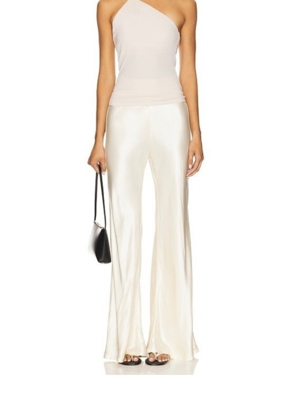 Enza Costa Cream Satin bias Wide-Leg Pants
